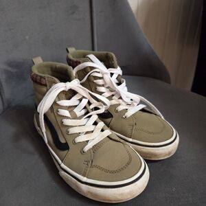 Olive High-Top Vans with White Laces